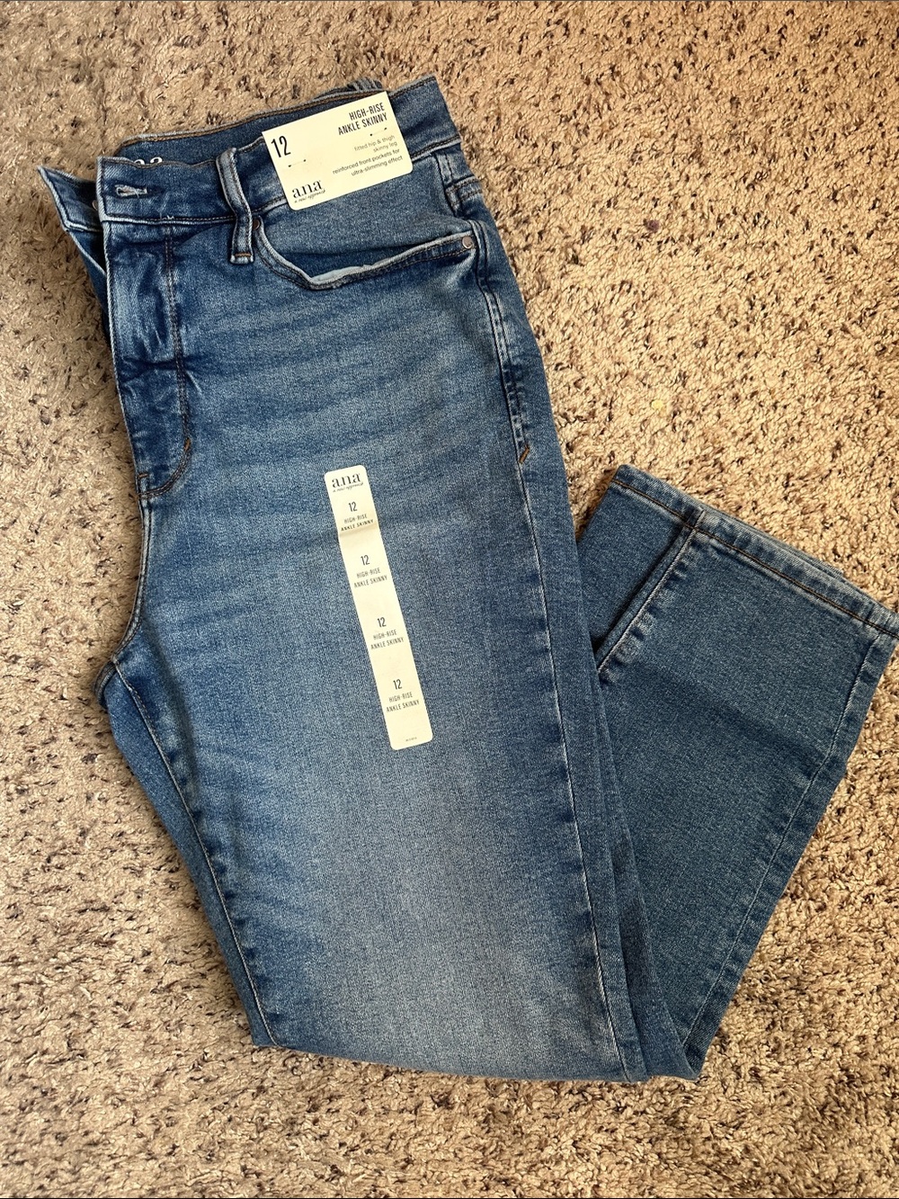 a.n.a Mid Wash Ankle Skinny Jeans - Blue